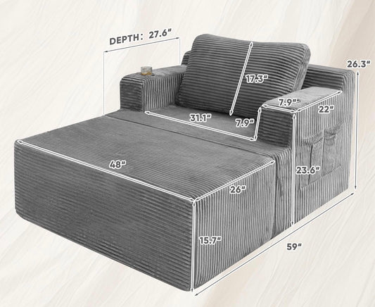 🛋️ Groovy Gray – 2-Piece Lounge Chaise (Brand New)