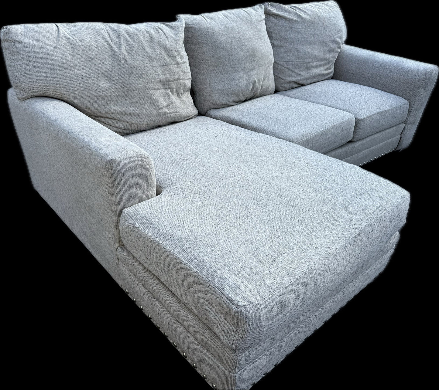🛋️ Down And Dirty Special – The Kickback (2-Piece Gray Nailhead Sectional)