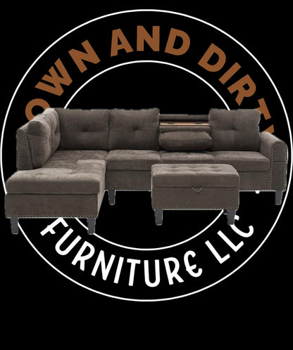 🛋️ Brandon Brown – Modular L-Shaped Sectional w/ Storage Ottoman (Brand New)