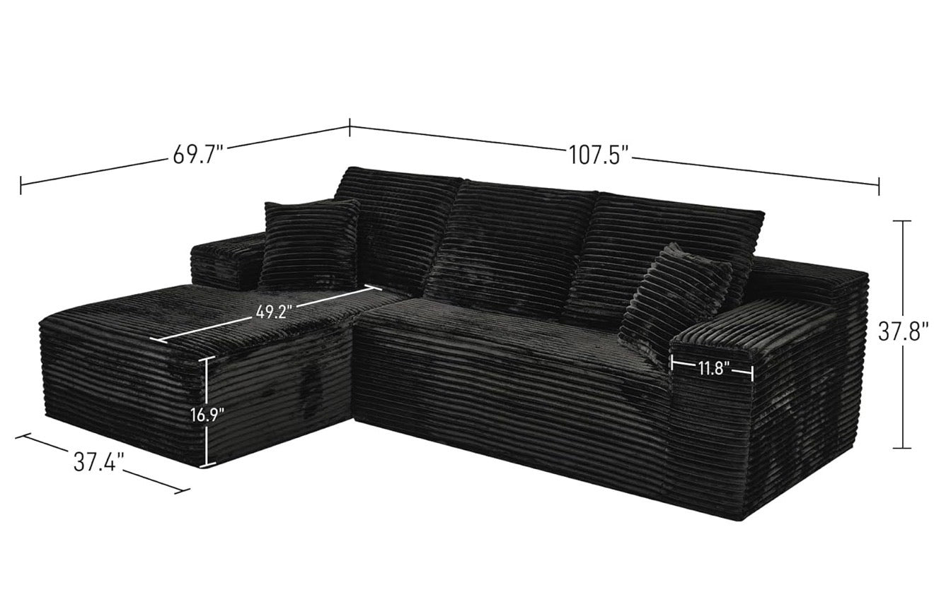 🛋️ The Raven – 2-Piece Black Sectional (Brand New)