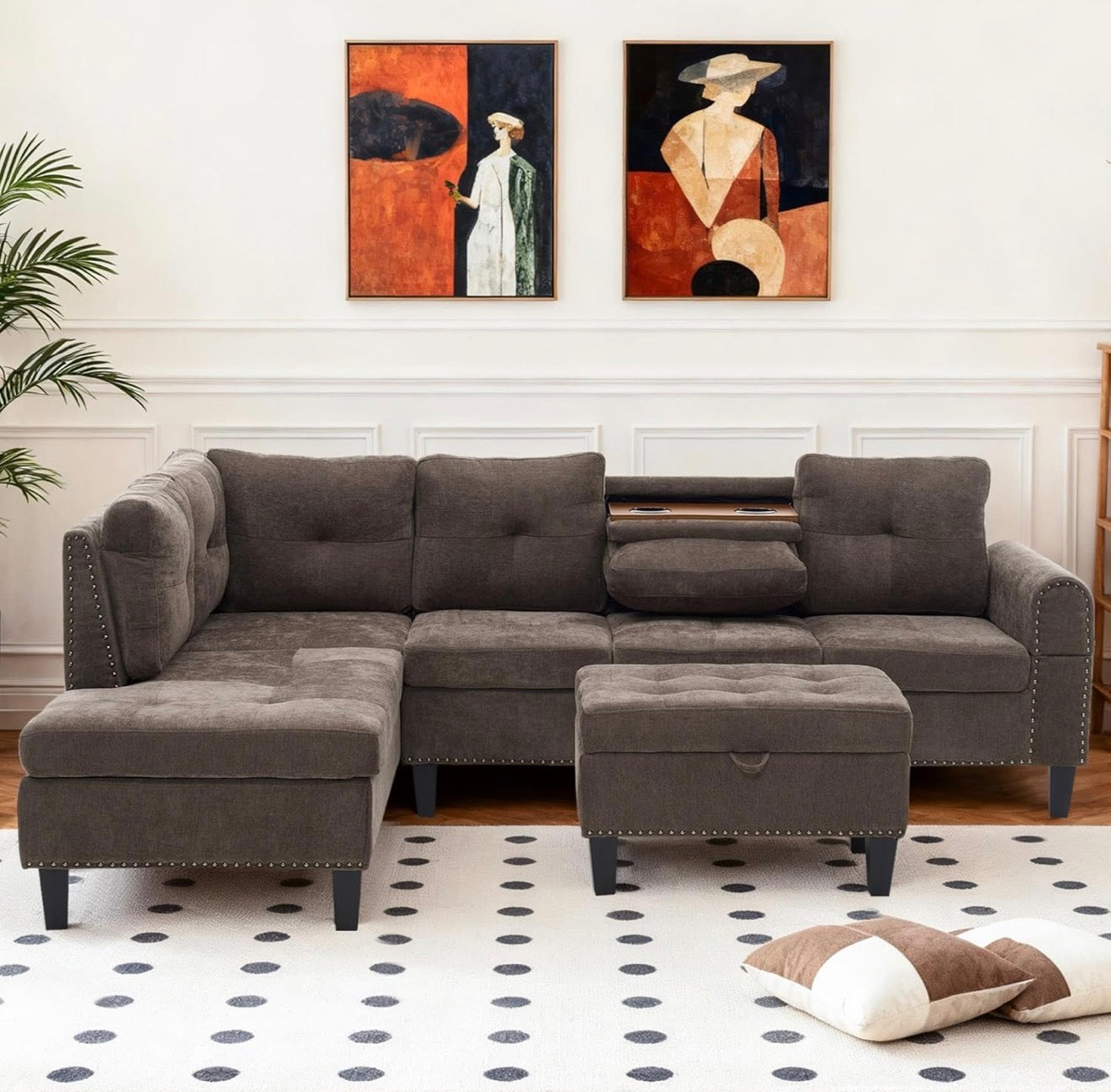 🛋️ Brandon Brown – Modular L-Shaped Sectional w/ Storage Ottoman (Brand New)