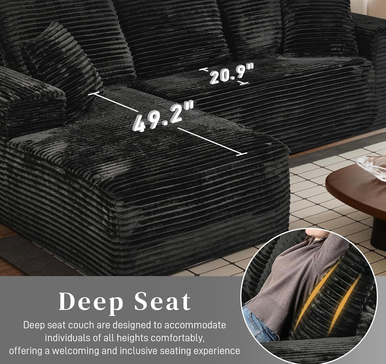 🛋️ The Raven – 2-Piece Black Sectional (Brand New)