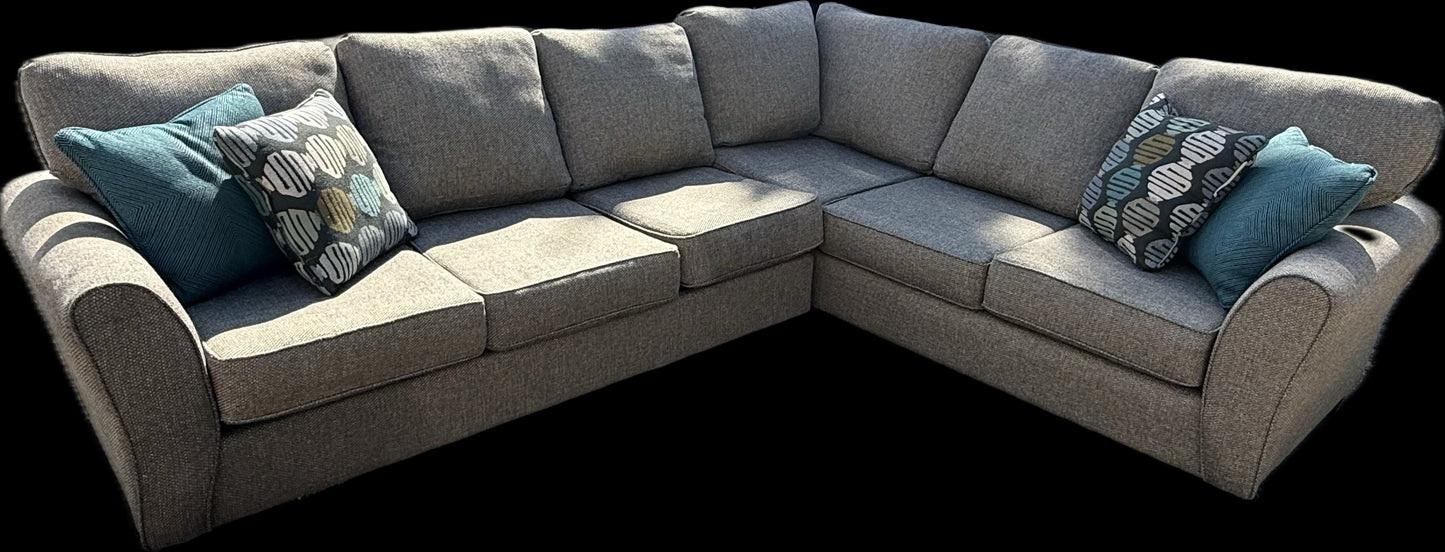 🛋️ The Oasis – 2-Piece Dark Gray Sectional w/ Throw Pillows (Great Condition)